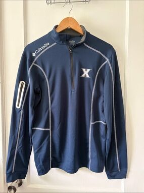 Columbia Golf Navy Half-Zip Performance Jacket with Contrast Stitching - Xavier